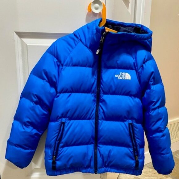Boys Kids North Face 550 down jacket Size Small Blue - Picture 1 of 3